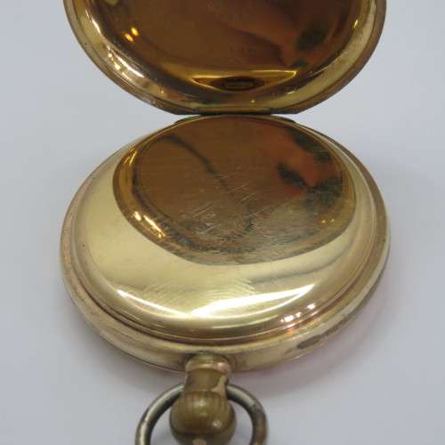 Antique Waltham Mass Full hunter pocketwatch for spares - Not working - Goldplated case