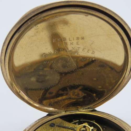 Antique Waltham Mass Full hunter pocketwatch for spares - Not working - Goldplated case