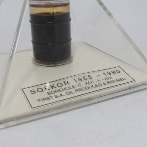 Soekor 1965-1990 oil mining borehole E-AG 1 oil sample desktop display