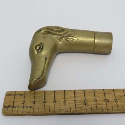 Vintage brass dog head for walking stick