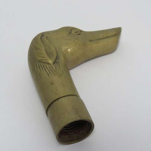 Vintage brass dog head for walking stick