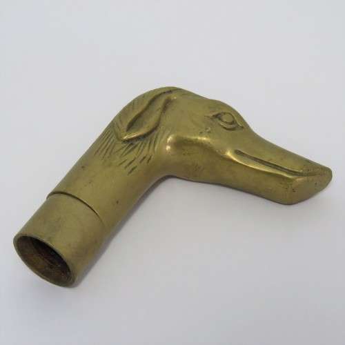Vintage brass dog head for walking stick