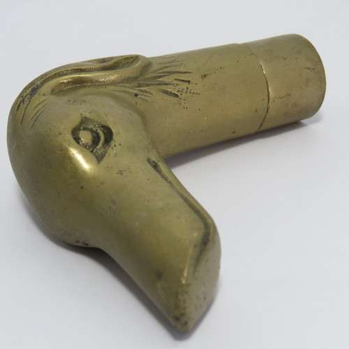 Vintage brass dog head for walking stick