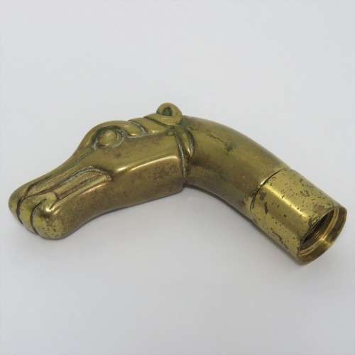 Vintage brass dog head for walking stick