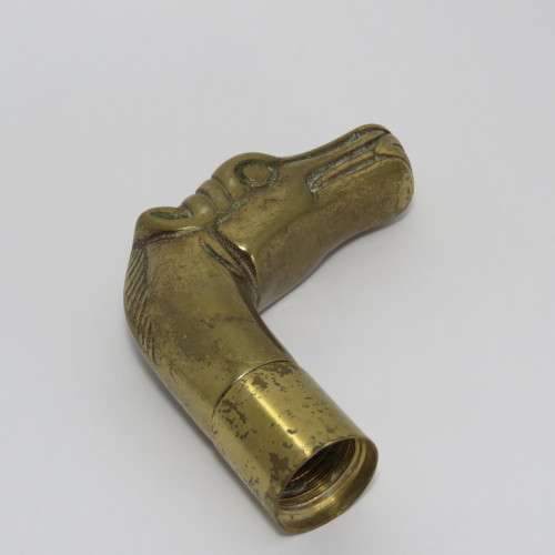 Vintage brass dog head for walking stick