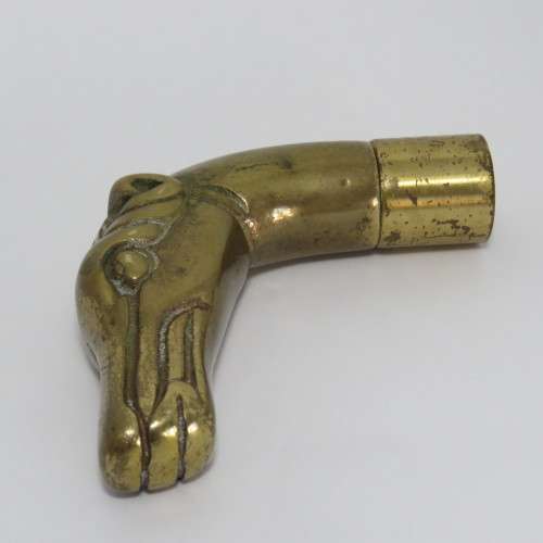 Vintage brass dog head for walking stick