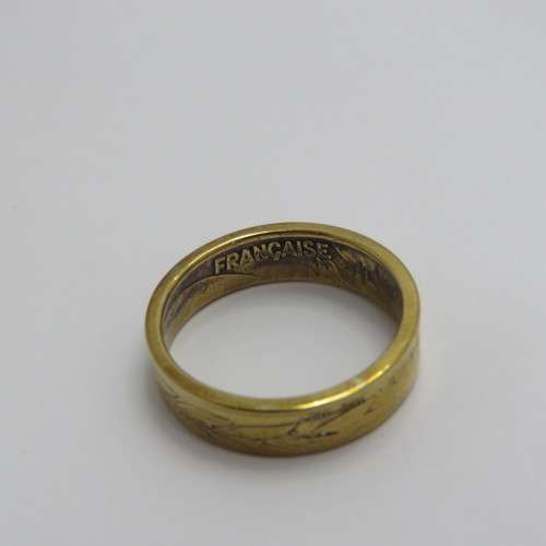 Antique French coin ring - Size R - Brass - Weighs 3,0 g