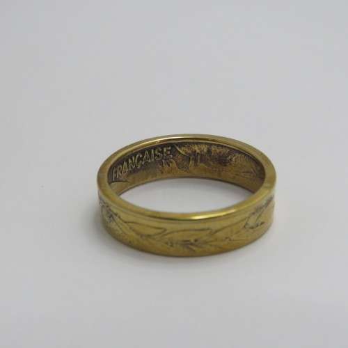 Antique French coin ring - Size R - Brass - Weighs 3,0 g