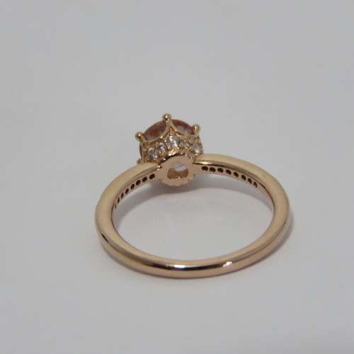 Pandora Sparkling Crown Solitaire ring with pink stone - 14 kt Rose Gold plated metal blend