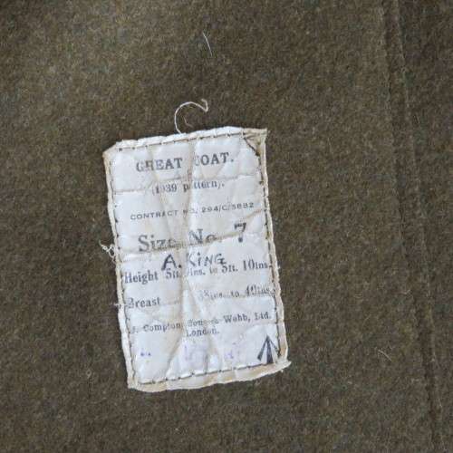 WW2 British 1939 Pattern great coat / trench coat - Sizes in description below