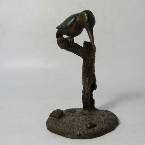 Denis Mathews King Fisher bronze sculpture - bird repaired at feet