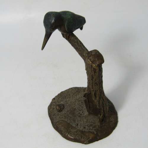 Denis Mathews King Fisher bronze sculpture - bird repaired at feet