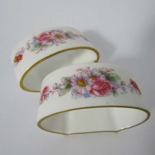 Pair of Vintage Royal Crown Derby porcelain napkin rings
