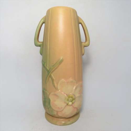 Vintage Weller pottery wild rose flower vase - Chip at base