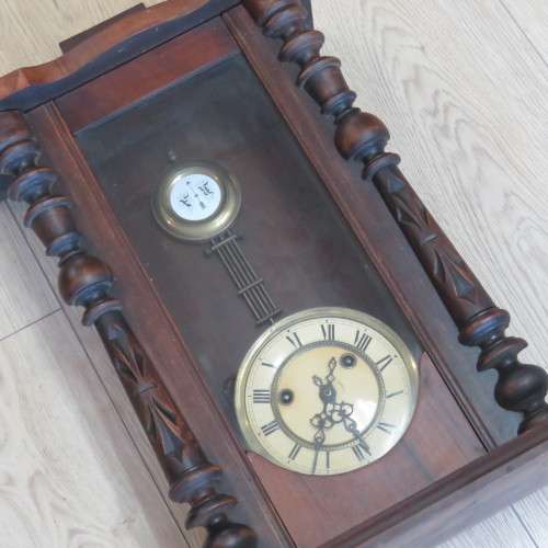 Antique F.M.S wall clock - Marked 1893 on movement - Clock 49 x 29 cm - Face 15 x 15 cm