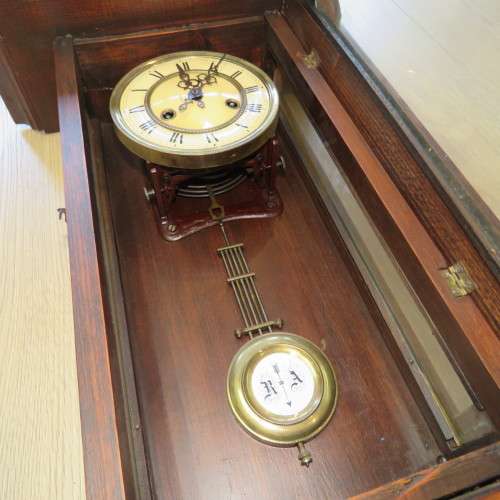Antique F.M.S wall clock - Marked 1893 on movement - Clock 49 x 29 cm - Face 15 x 15 cm