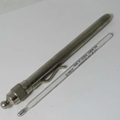 Vintage Chiron doctors thermometer in metal casing