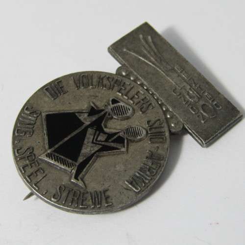 Vintage Volkspelers Suid-Afrika sterling silver badge