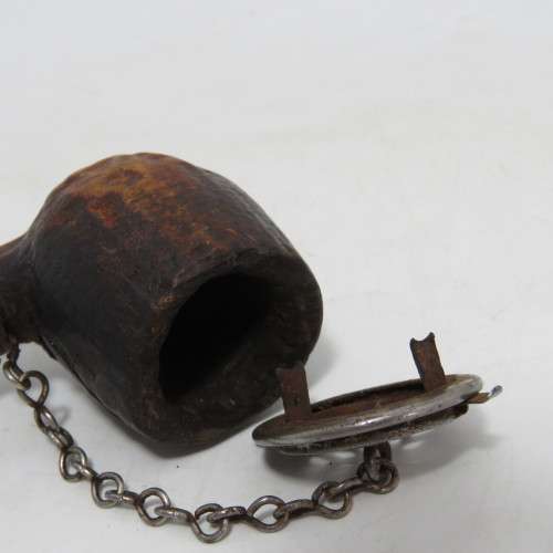 Vintage hand carved wooden smoking pipe with lid