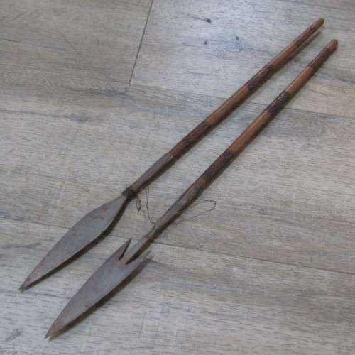 Pair vintage souvenir spears