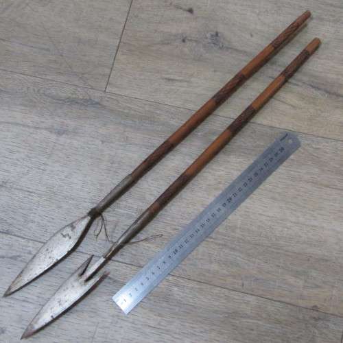 Pair vintage souvenir spears