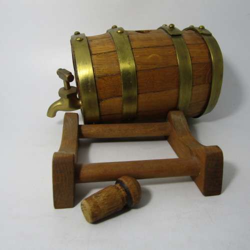 Small Wooden wine barrel with brass tap
