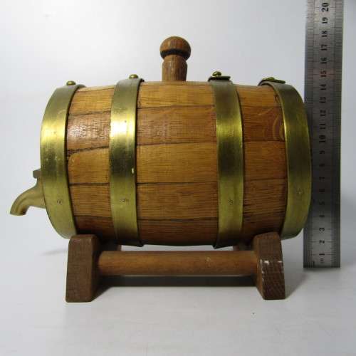 Small Wooden wine barrel with brass tap