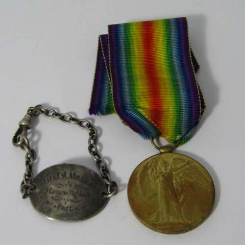 WW1 Victory medal issued to Lieutenant A. Milligan 3rd Cameron Highlanders with dog tags