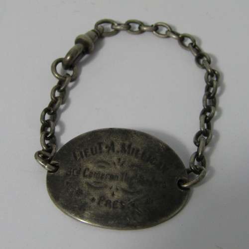 WW1 Victory medal issued to Lieutenant A. Milligan 3rd Cameron Highlanders with dog tags