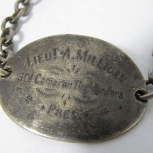 WW1 Victory medal issued to Lieutenant A. Milligan 3rd Cameron Highlanders with dog tags