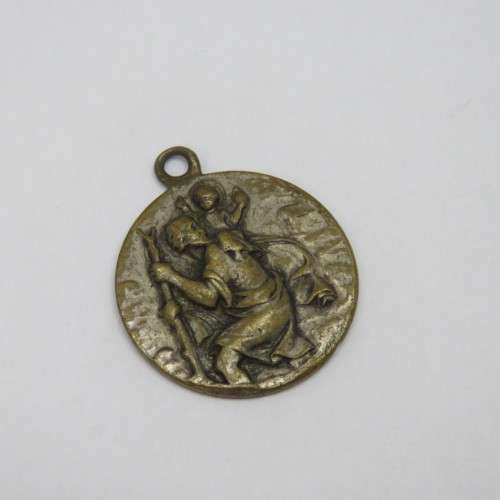 Vintage brass St. Christopher medallion