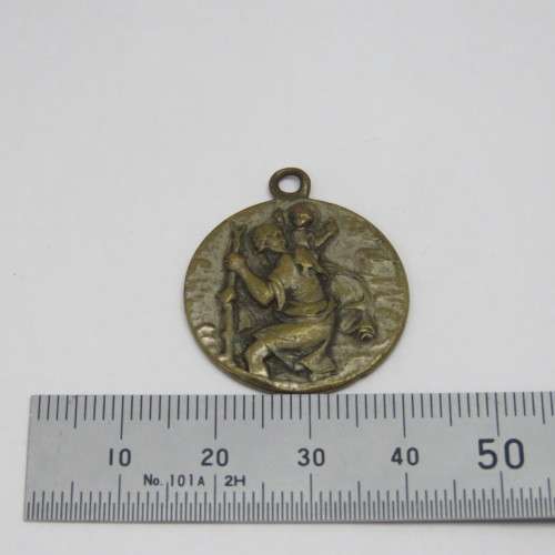 Vintage brass St. Christopher medallion