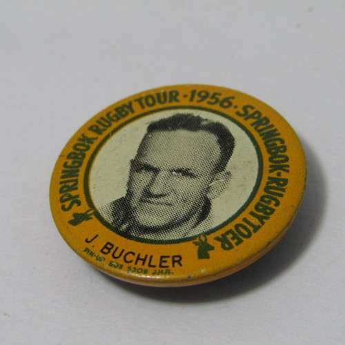1956 Springbok Rugby tour Johnny Buchler tinnie badge