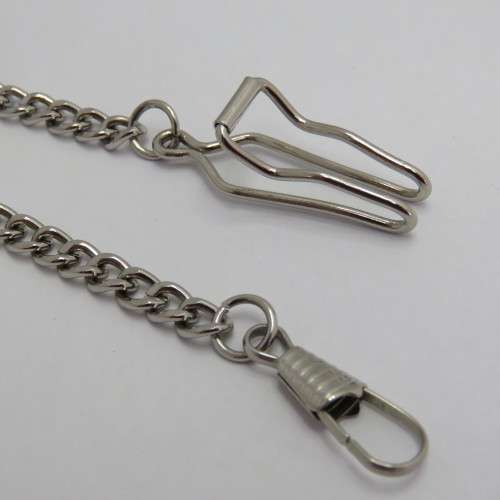 Nickel plated pocketwatch fob chain - Length 36 cm