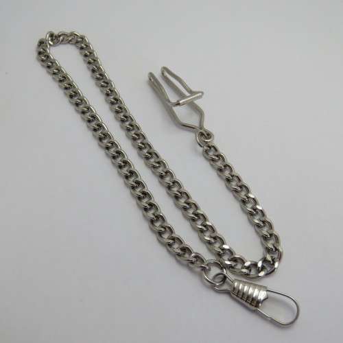 Nickel plated pocketwatch fob chain - Length 36 cm