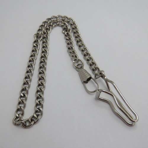 Nickel plated pocketwatch fob chain - Length 36 cm