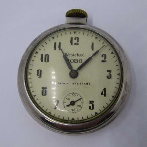 Vintage Westclox Zobo pocket watch - case ring missing - working