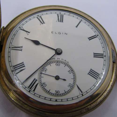 Antique 1928 Elgin full hunter gold-plated  pocket watch - serial 30841765