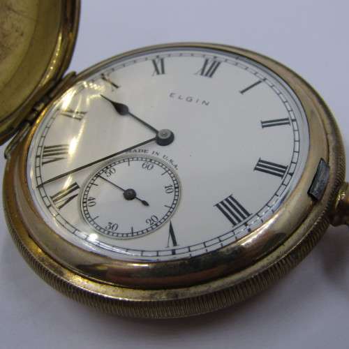 Antique 1928 Elgin full hunter gold-plated  pocket watch - serial 30841765
