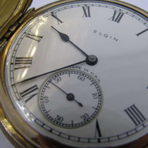 Antique 1928 Elgin full hunter gold-plated  pocket watch - serial 30841765