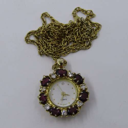 Beautiful Gold coloured Quartz pendant watch