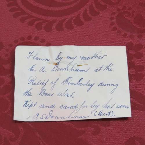 British Flag Flown by EA Downham at the Relief of Kimberley during the Boer War