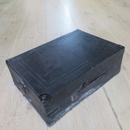 Vintage His Masters Voice Portable Gramophone - Case is well used - Gramophone is working