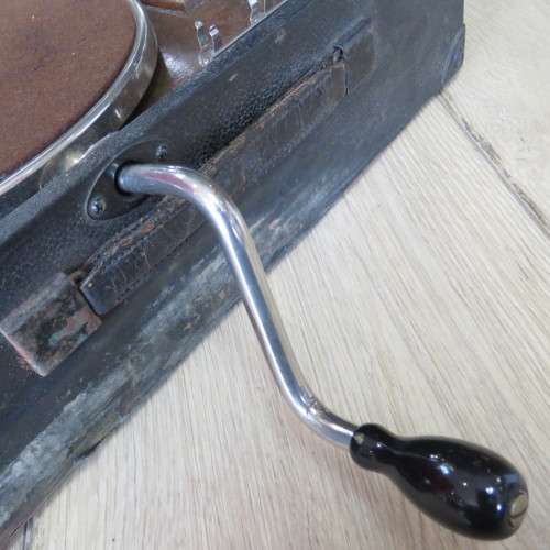 Vintage His Masters Voice Portable Gramophone - Case is well used - Gramophone is working