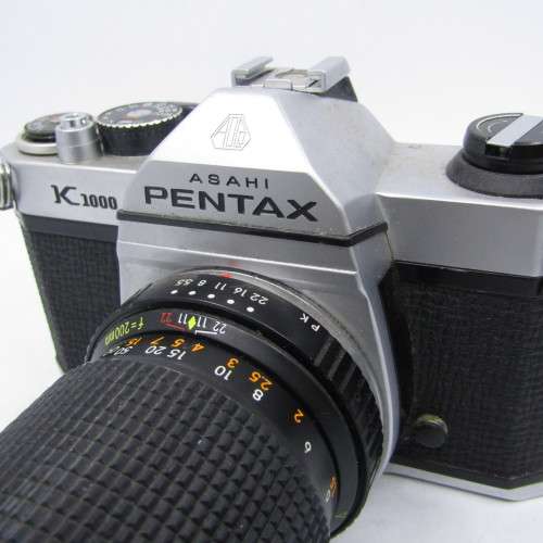 Pentax K1000 with 80-200mm Super Ozeck lens and Pentax-M 1:2 50mm and extras