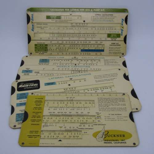 Lot of 4 vintage Sprinkler calculator cards