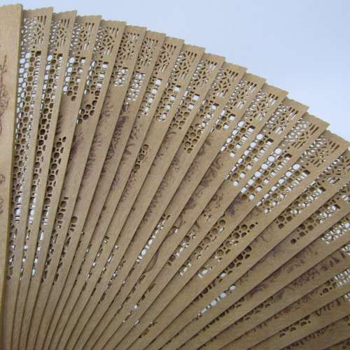 Vintage Chinese wooden fan in original box