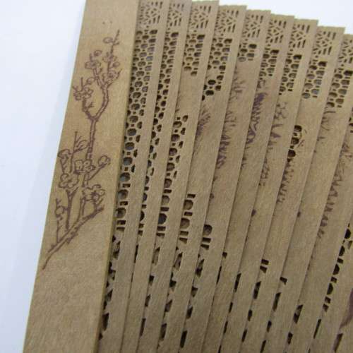 Vintage Chinese wooden fan in original box