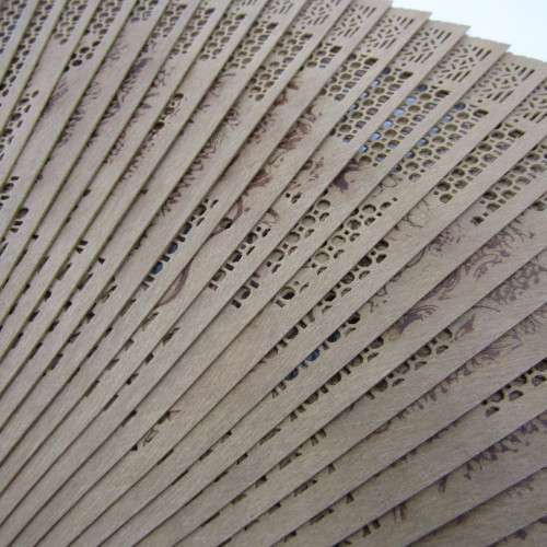 Vintage Chinese wooden fan in original box