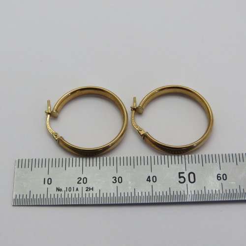 Pair of 1/10th 9kt on sterling silver hoop earrings - Weighs 2,4 g